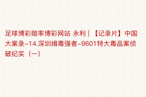 足球博彩赔率博彩网站 永利 | 【记录片】中国大案录-14.深圳缉毒强者-9601特大毒品案侦破纪实（一）