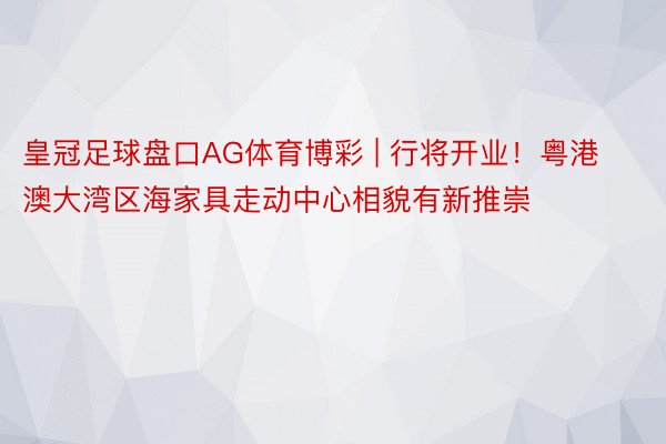 皇冠足球盘口AG体育博彩 | 行将开业！粤港澳大湾区海家具走动中心相貌有新推崇