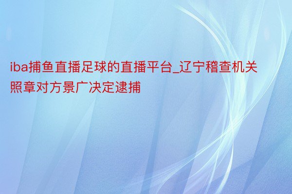 iba捕鱼直播足球的直播平台_辽宁稽查机关照章对方景广决定逮捕