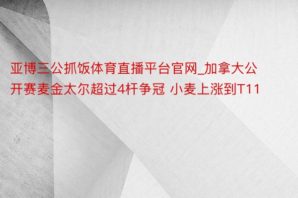 亚博三公抓饭体育直播平台官网_加拿大公开赛麦金太尔超过4杆争冠 小麦上涨到T11