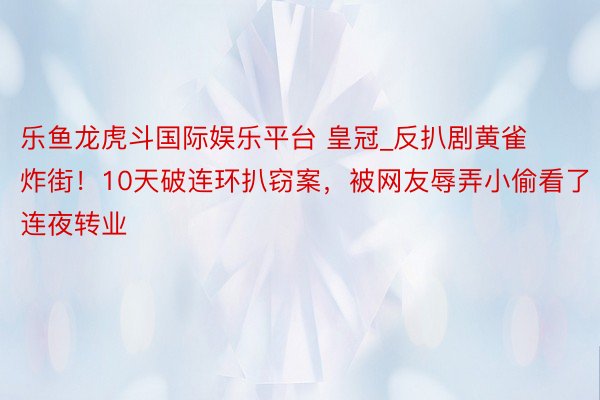 乐鱼龙虎斗国际娱乐平台 皇冠_反扒剧黄雀炸街！10天破连环扒窃案，被网友辱弄小偷看了连夜转业